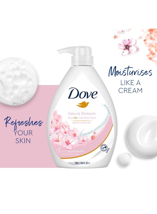 Dove Refreshing Sakura Blossom Body Wash with Himalaya Pink Salt for Replenished Skin, 1L - Image 3